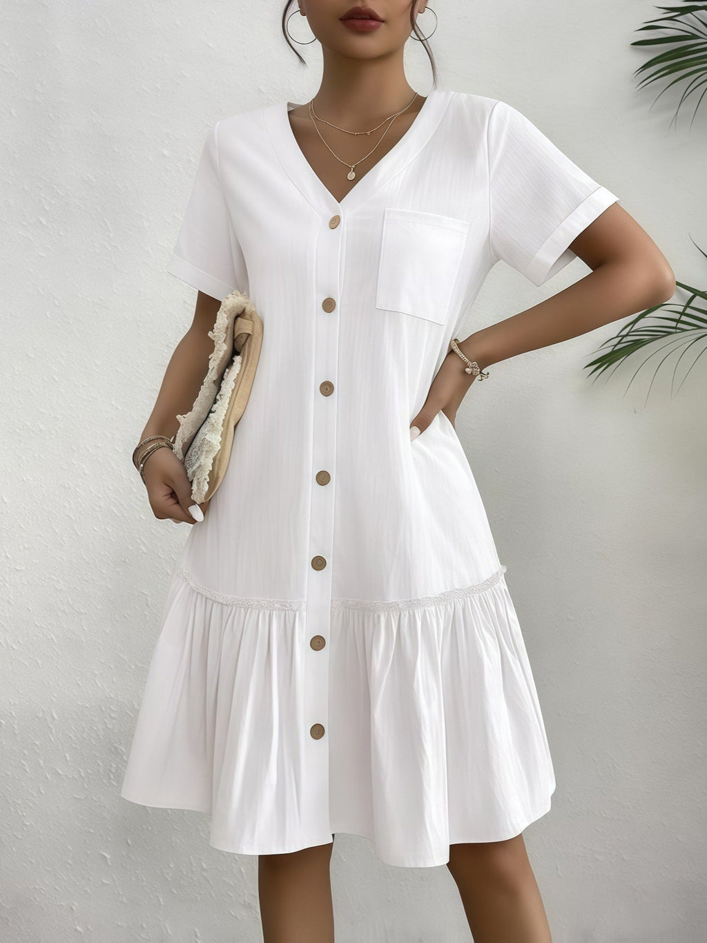 Women's Loose-Fit Single-Breasted Dress