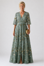 Floral V Neck Short Sleeve Maxi Dress