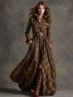 Scarlett | Plaid Maxi Shirt Dress Long Sleeve Belted Dress