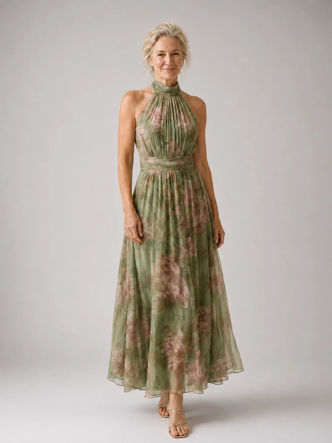 Mirelle | Gathered Halter Midi Dress
