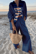 Pamela | Elegant Printed Wide Leg Two Piece Summer Set