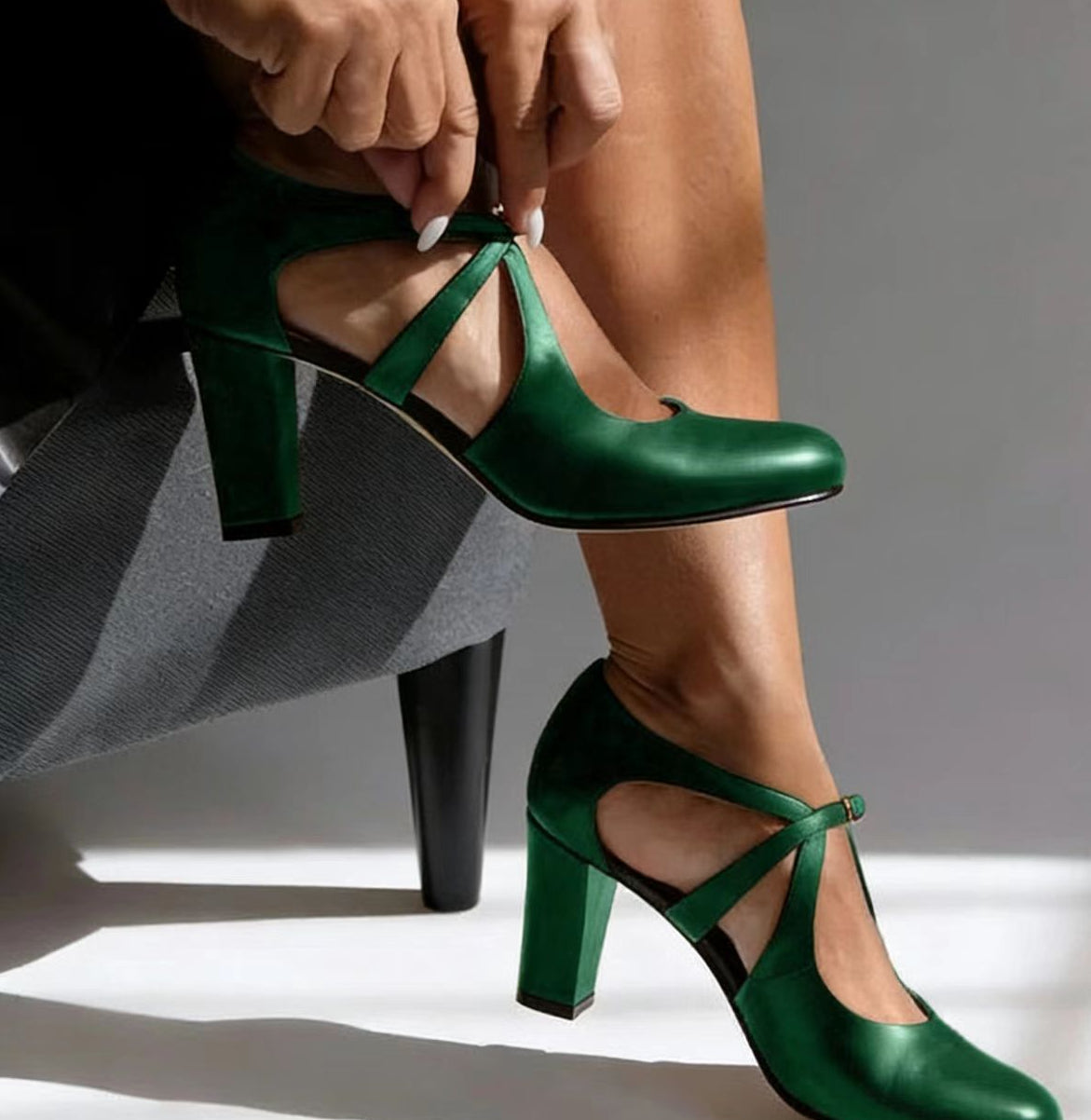 Camille | Elegant Genuine Leather Comfort Heels