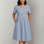 Pia - Striped Button Dress