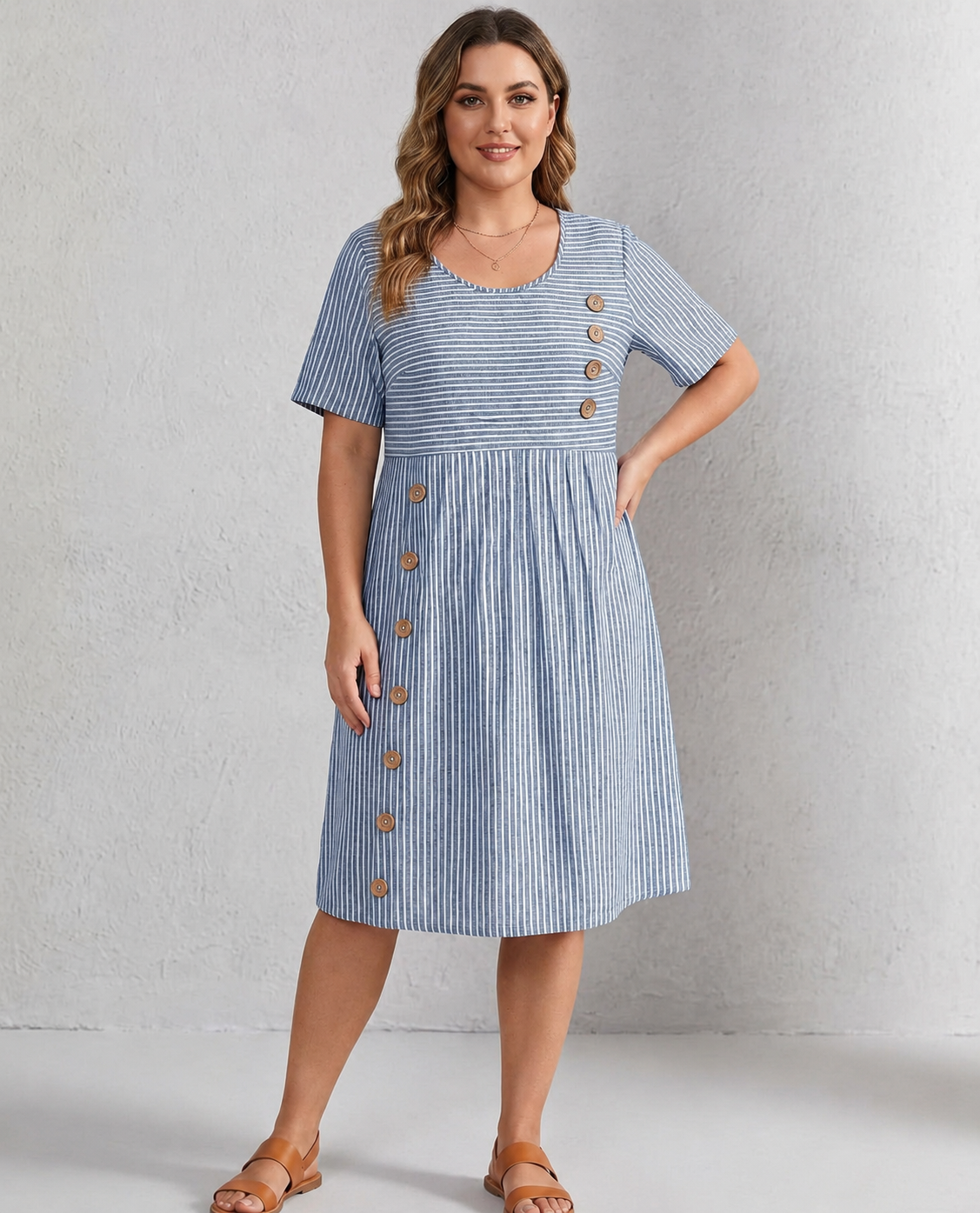 Pia - Striped Button Dress