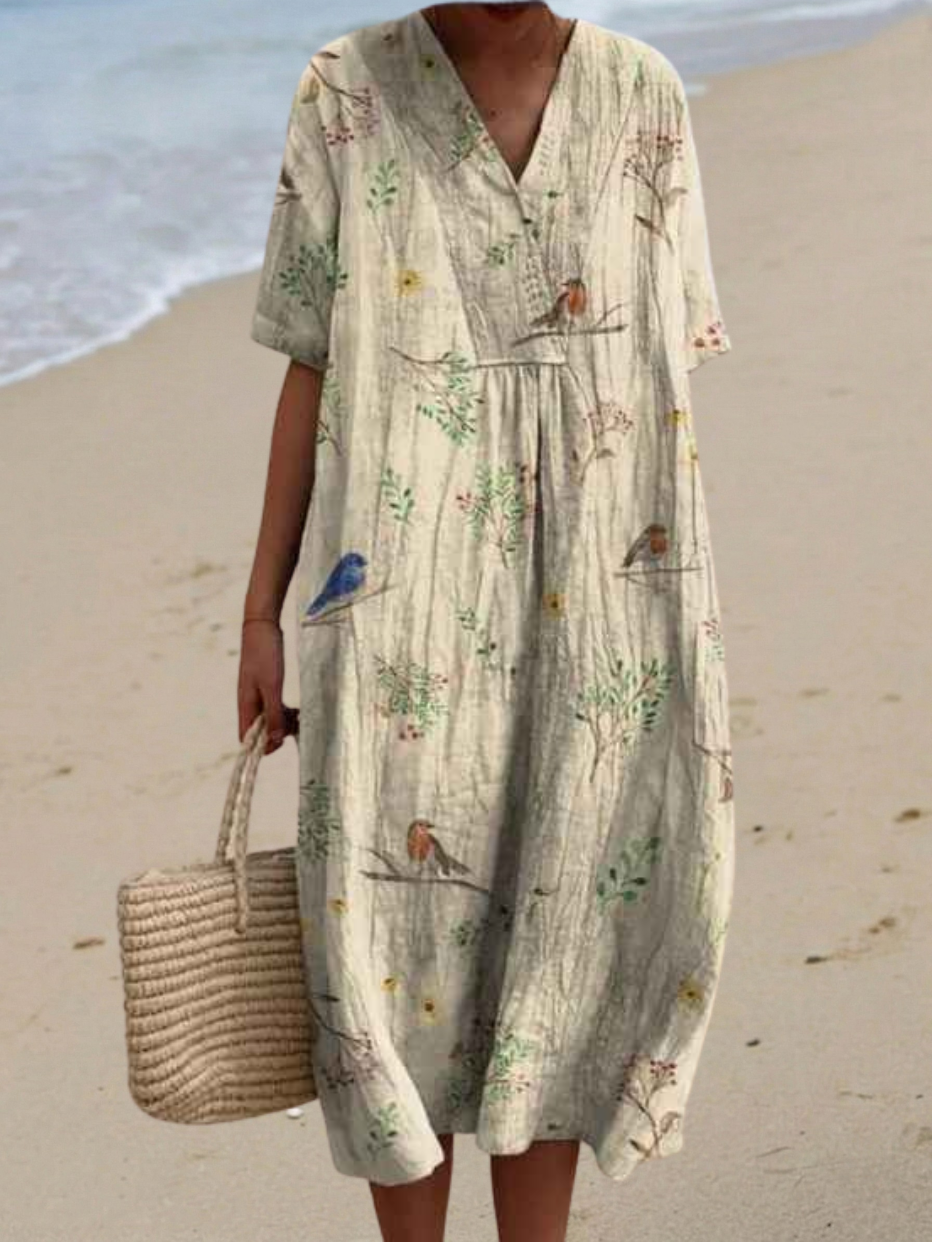 Margaret | Vibrant Floral Garden Print Flowy Summer Dress