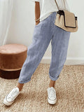 Amynelle | Striped Pants Loose Fit Cropped Summer Pants