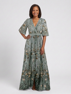 Floral V Neck Short Sleeve Maxi Dress