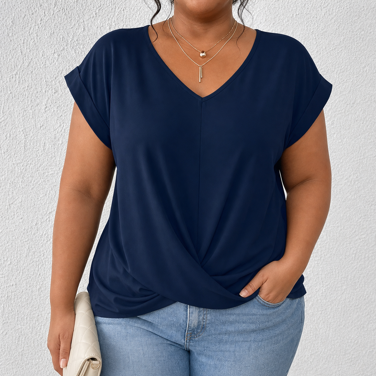 BELLA | Classic Twist Detail V-Neck Top