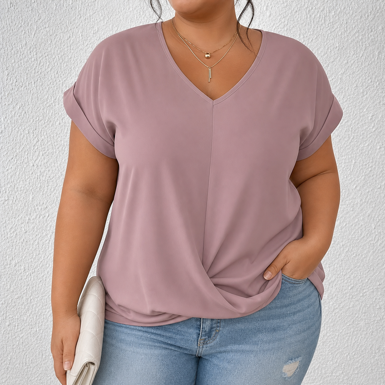 BELLA | Classic Twist Detail V-Neck Top