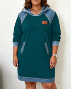 Alexa | Cozy Contrast Hooded Dress