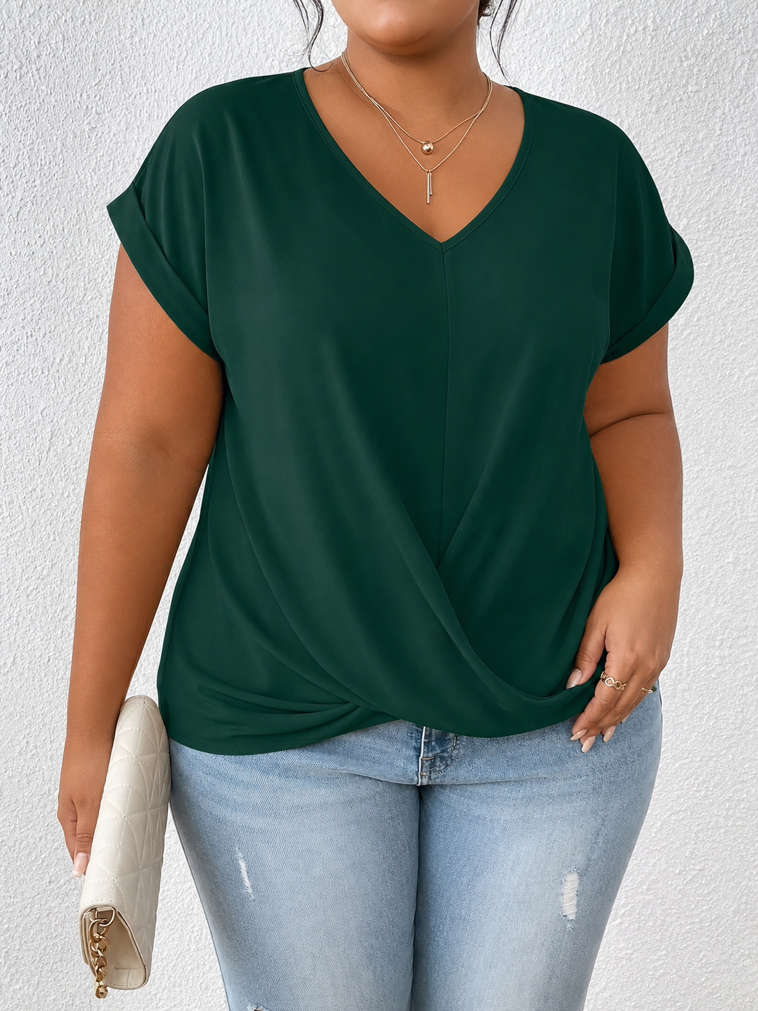 BELLA | Classic Twist Detail V-Neck Top